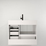 Carla 42" Freestanding Bathroom Vanity With Left Side Drawers, Gloss White