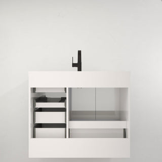 Carla 42" Freestanding Bathroom Vanity With Left Side Drawers, Gloss White
