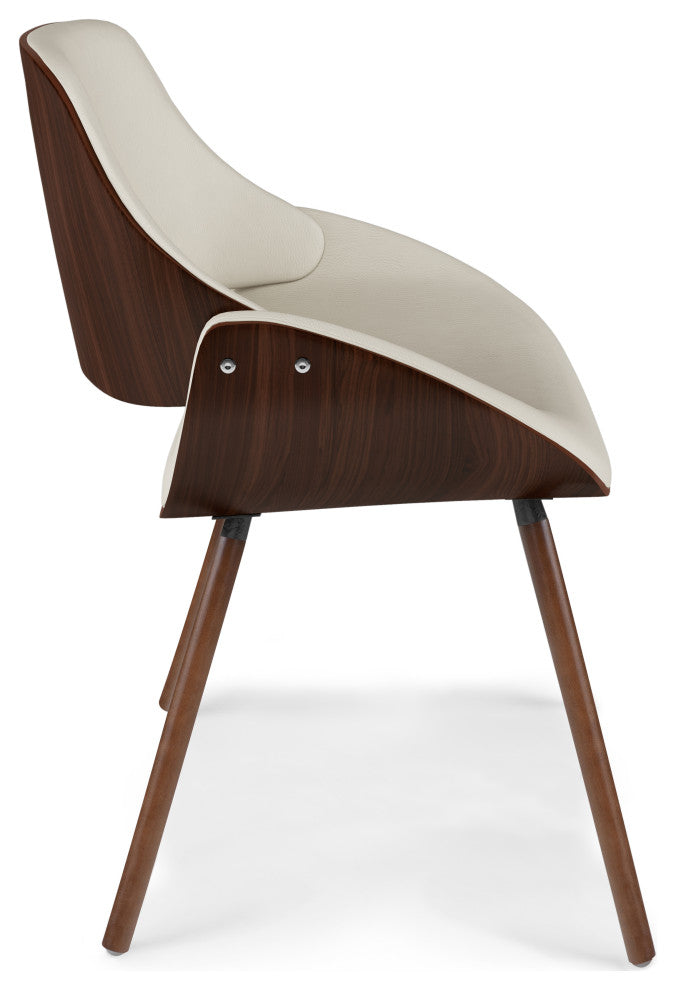 Malden Bentwood Dining Chair with Wood Back in Natural Linen Look Fabric