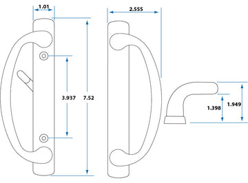 Charlotte Sliding Door Handle With 3-15/16" CTC Screwholes, Black