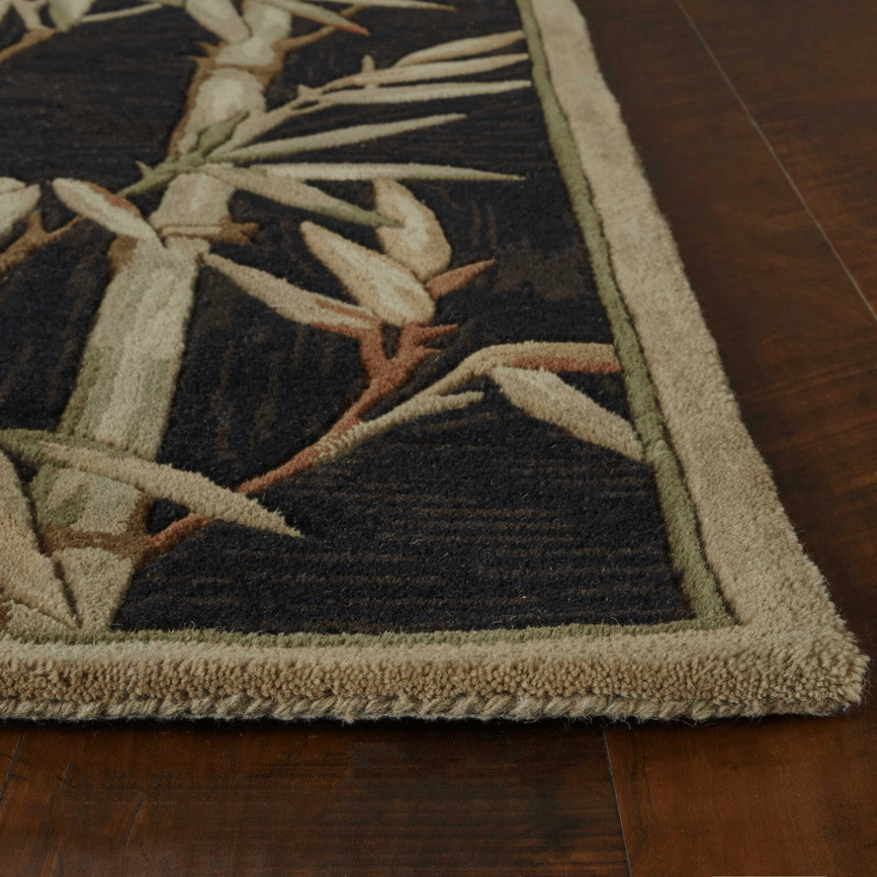8'X10' Black Hand Tufted Bordered Bamboo Indoor Area Rug
