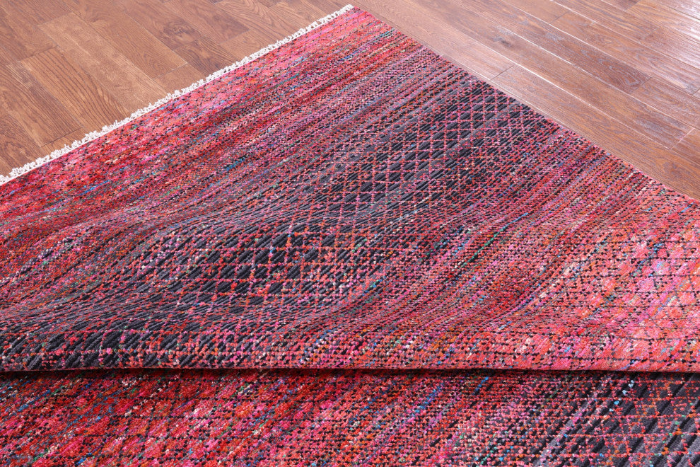 9' 3" X 11' 9" Savannah Grass Hand Knotted Wool & Silk Rug - Q15963