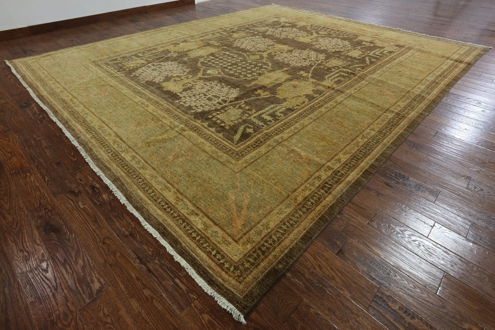 Antiqued Hand Knotted Peshawar 12'x15 Oriental Rug, W2279