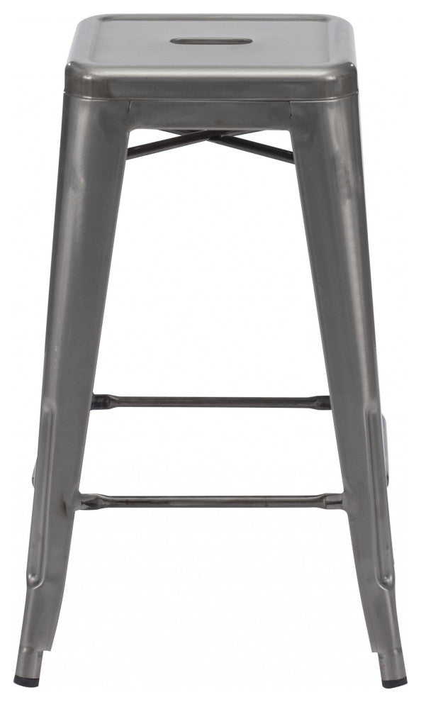 Set of Two Gray Steel Counter Stools