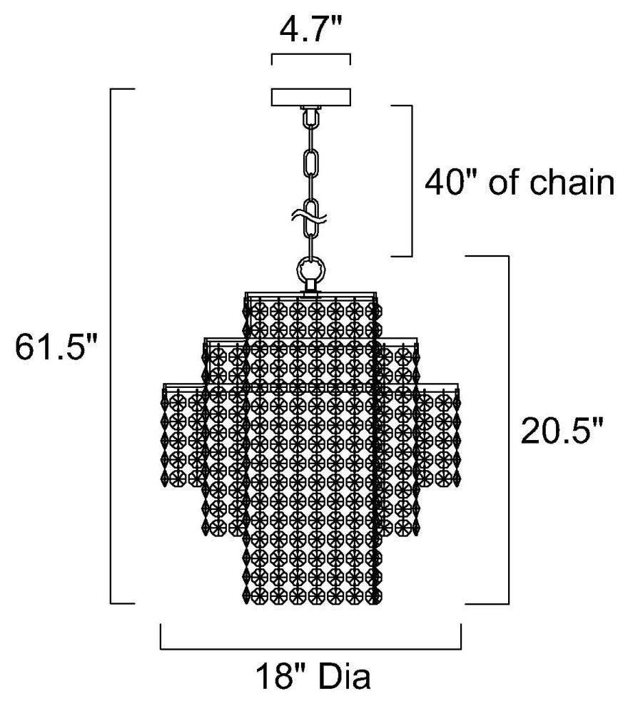 4-Light Antique Black Modern Glam Chandelier With Tier Cascading Crystals