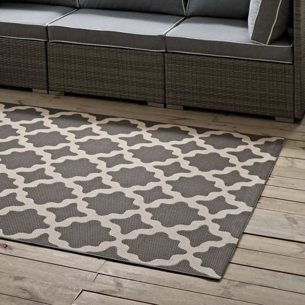 Area Rug Floor Carpet, Indoor Outdoor, Moroccan, Rectangular, 4x6, Gray Beige