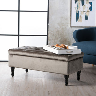GDF Studio Constance Tufted Top Fabric Storage Ottoman, Gray