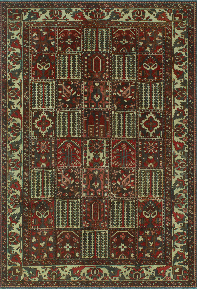Fine Vintage Distressed Forest Red/Beige Rug, 6'10x10'3