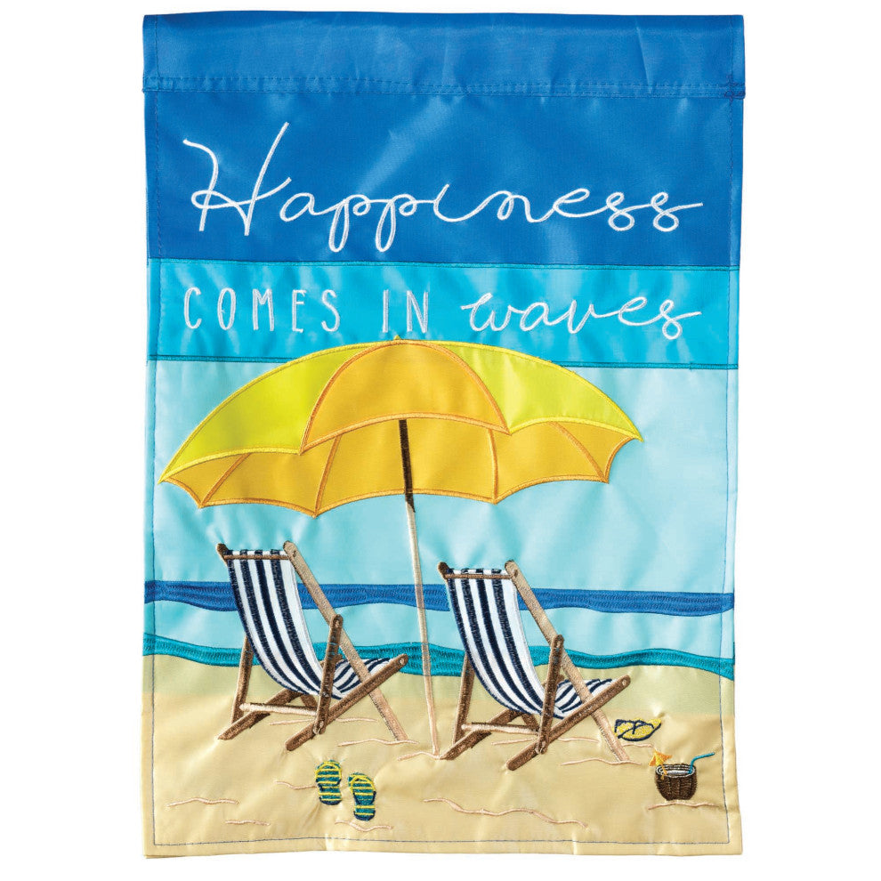 Flag  Double Applique  Beach Chairs Happiness Polyester Large