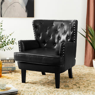 Set of 2  Leatherette Modern Accent Chair, Black