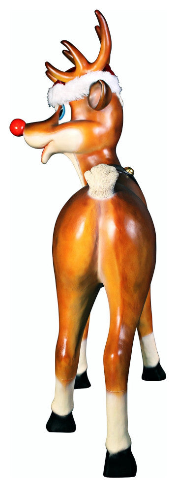 Santa's Christmas Red-Nosed Reindeer Statue