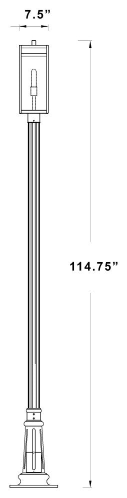 Zlite 596PHBR-557P-BK 1-Light Outdoor Post Mounted Fixture, Clear