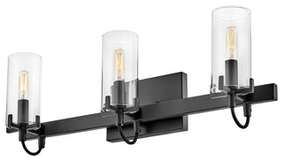Hinkley Ryden Medium Three Light Vanity, Black