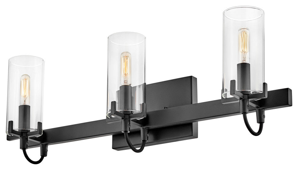 Hinkley Ryden Medium Three Light Vanity, Black