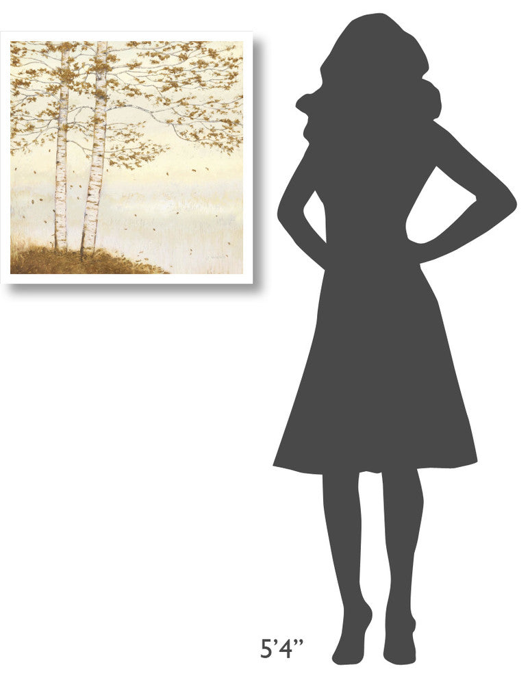 "Golden Birch I Off White" Digital Paper Print by James Wiens, 26"x26"