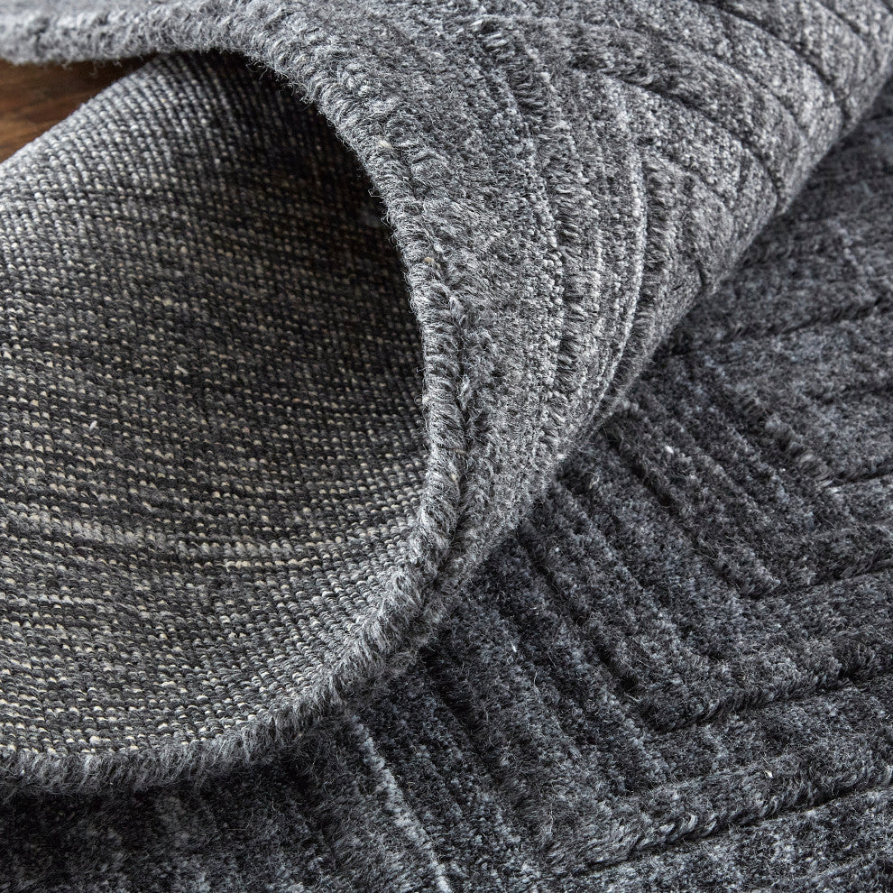 Weave & Wander Tatem Minimal Viscose Rug, Charcoal Gray/Gray, 5' x 8' Rug