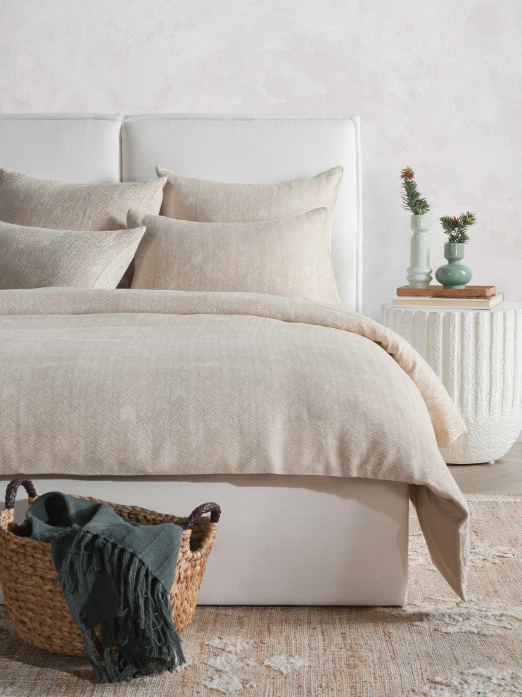 Lana 100% Cotton Embroidered Duvet by Kosas Home, Beige, King