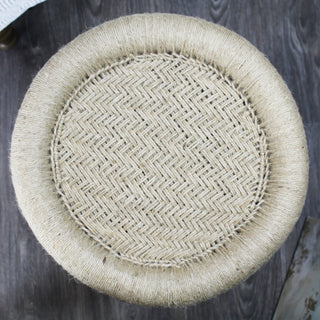 Natural Geo Moray Decorative Handwoven Jute Accent Stool, Beige