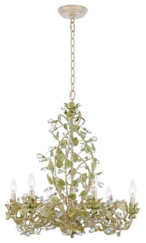 Crystorama Josie Chandelier Wrought Iron in Champagne Green Tea