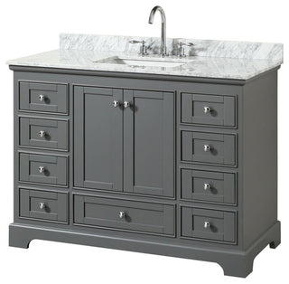 Wyndham Collection WCS202048SCMUNSMXX Deborah 48" - Dark Gray / White Carrara