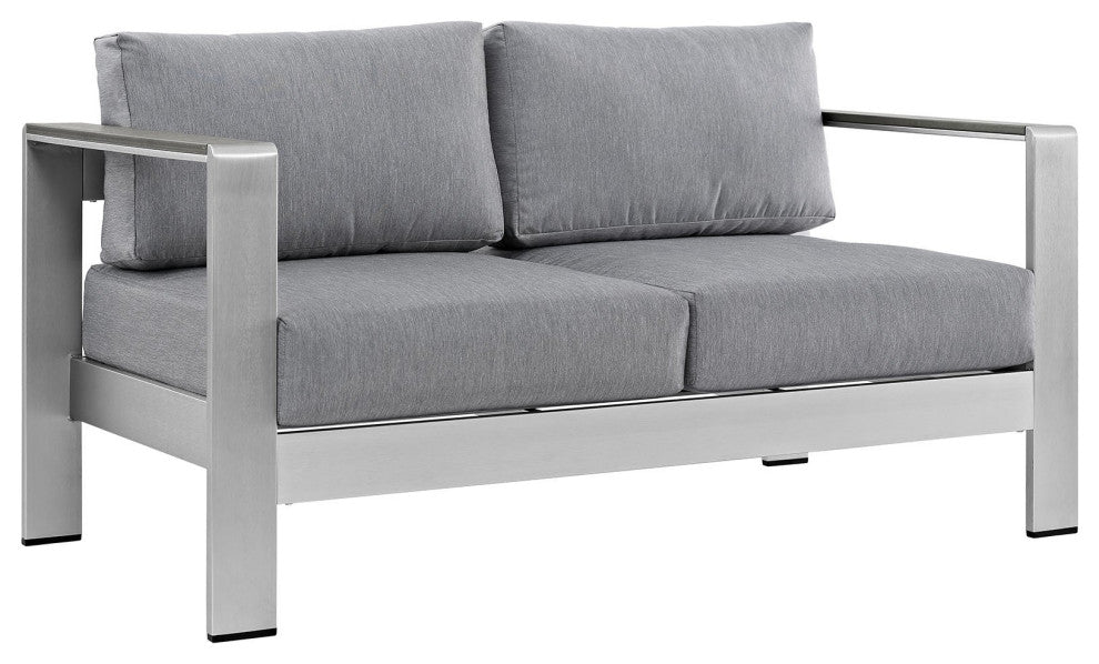 Claudia 4 Piece Outdoor Aluminum Sofa Set, Gray