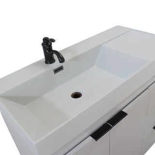 39" Single Sink Vanity, French Gray With Light Gray Composite Granite Top