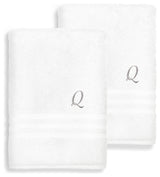 Denzi Bath Sheets With Monogrammed Letter, Set of 2, Q