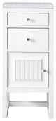 Athens 15" Cabinet With Drawers, Glossy White, Carrara Marble Top