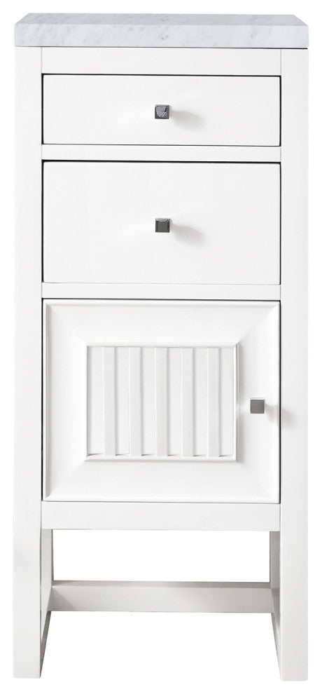 Athens 15" Cabinet With Drawers, Glossy White, Carrara Marble Top