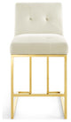 Privy Gold Stainless Steel Performance Velvet Counter Stool-Gold Ivory