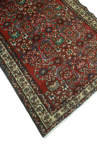Fine Vintage Distressed Andee Burgundy/Ivory Runner, 3'7 x 10'0