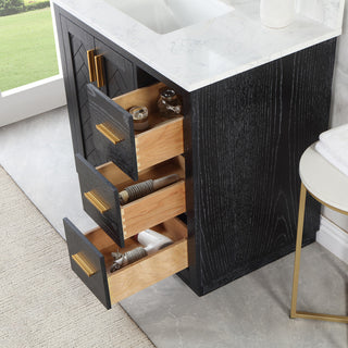 Altair Gazsi Black Oak Bathroom Vanity Set, 36", With Mirror