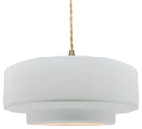 Radiance Large Tier Pendant, Gloss White Frame, Brushed Brass, LED, Beige