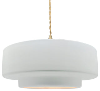 Radiance Large Tier Pendant, Gloss White Frame, Brushed Brass, LED, Beige