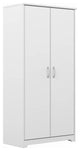 Transitional Storage Cabinet, Wooden Frame With Adjustable Shelves, White