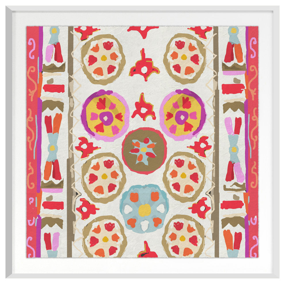 Tribal Cream Fine Art Print, White, 24"x24"