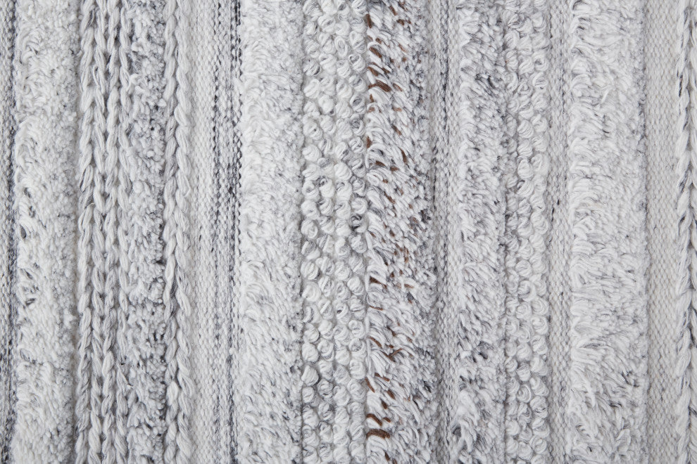 Weave & Wander Akton Shag Rug, Ivory/Light Gray, 9ft x 12ft Rug