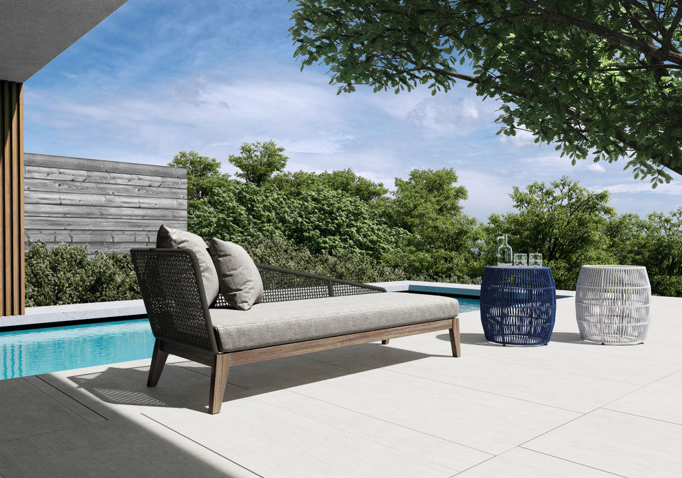 Netta Right Chaise, Dark Gray Cord and Weathered Eucalyptus