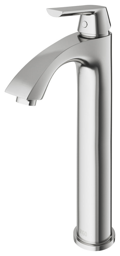 VIGO Linus 12" H Single Handle Single Hole Bathroom Vessel Faucet, Brushed Nickel