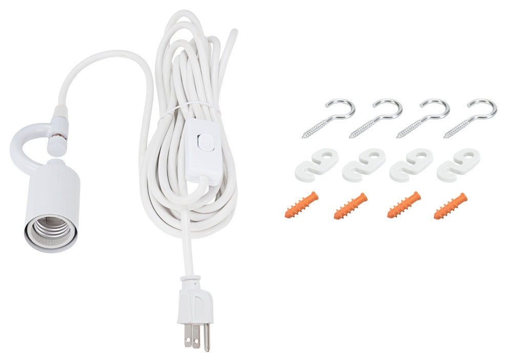 Aspen Creative 71058-21, 1-Light Plug-In Swag Light Conversion Kit, White