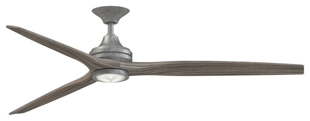 Fanimation Spitfire 72" Fan/LED Light, Galvanized, Weathered Wood