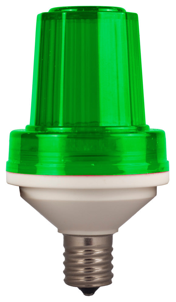 E17 Base 1W Green LED Green Lens 180 Flash / Minute