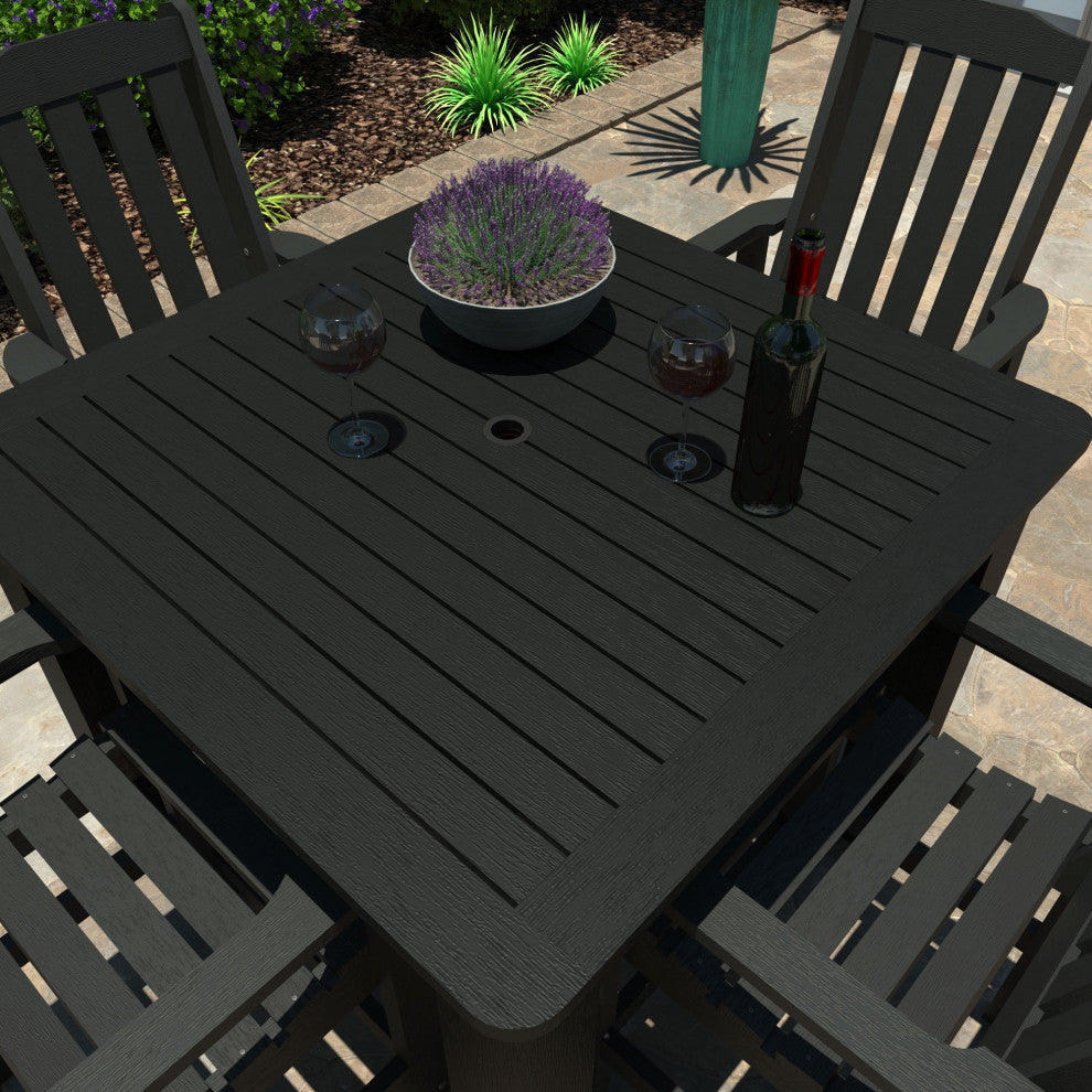 Springville 5-Piece Square Dining Set, Weathered Acorn, Black