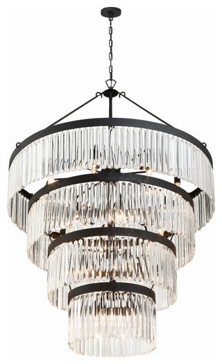 Emory 22-Light Black Forged Chandelier, Clear Glass