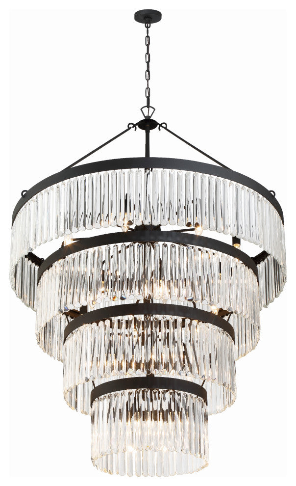 Emory 22-Light Black Forged Chandelier, Clear Glass
