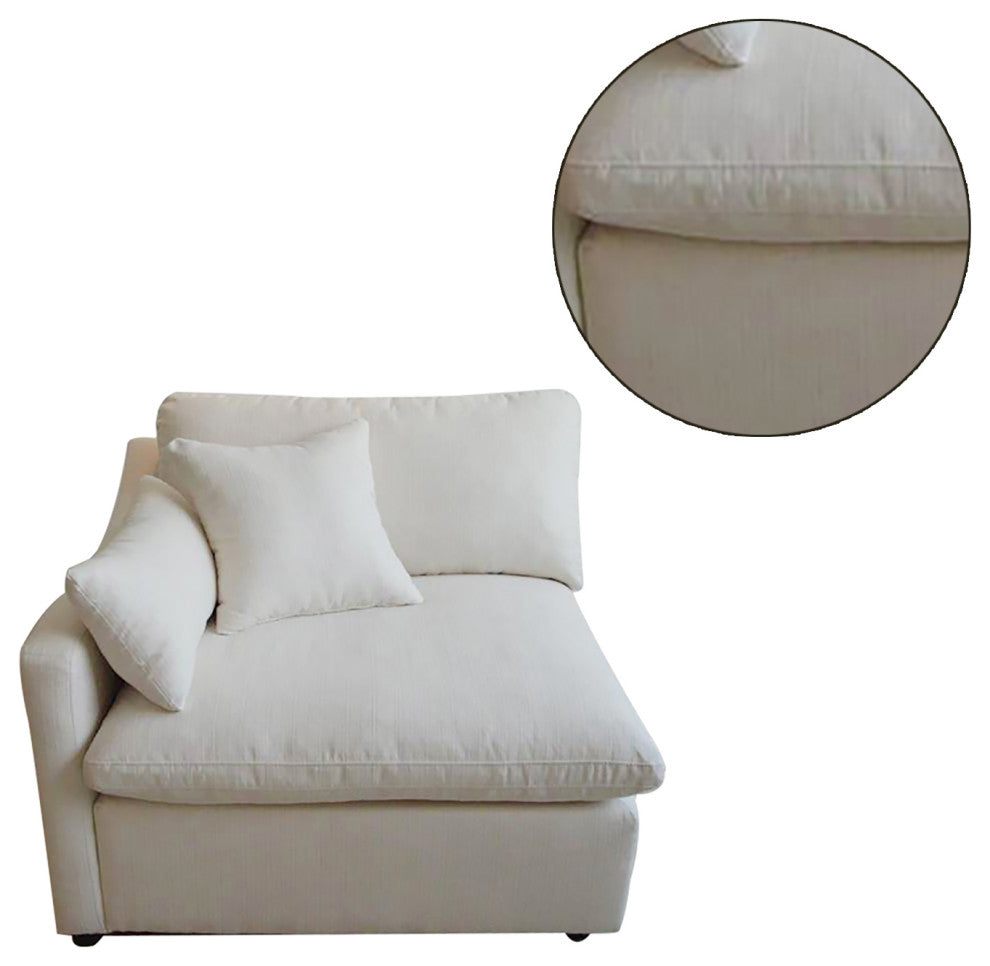 Linen-Like Fabric Accent Chair with Left Armrest, Off-White