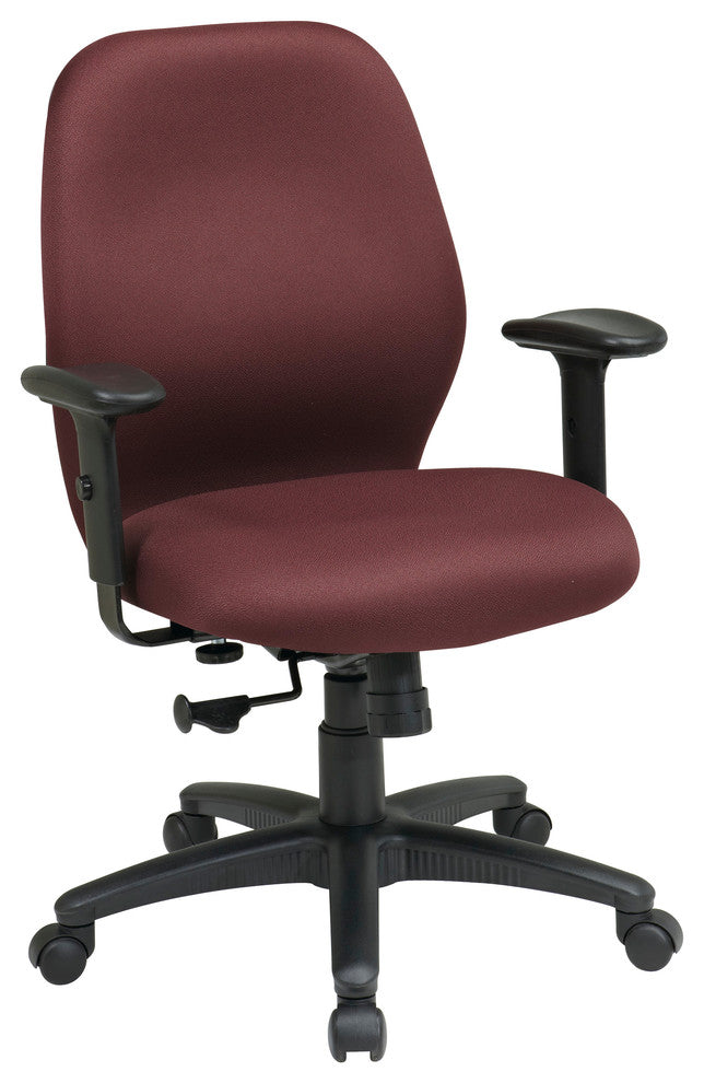 Mid Back Synchro Tilt Chair, Adjustable Arms, Icon Burgundy