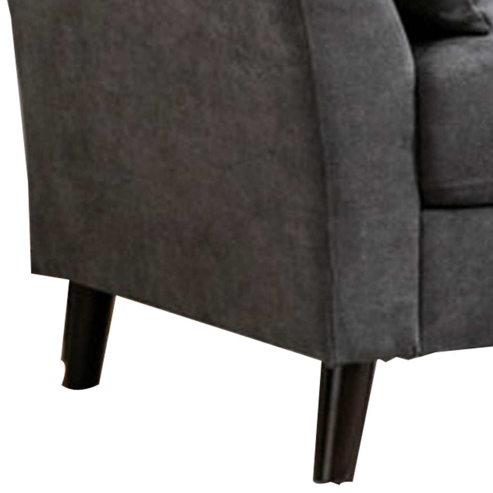 Benzara BM287967 Otto 77" Sofa, Throw Pillows, Padded Cushions, Dark Gray