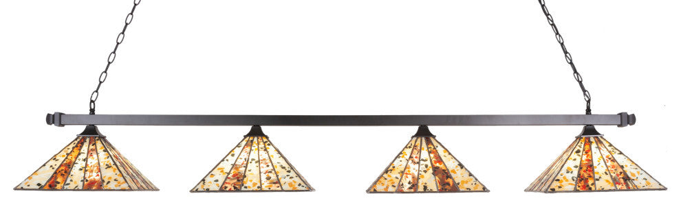 Square 4-Light Bar with Square Fitters, Matte Black/Fiesta Art