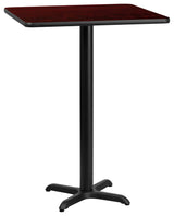 24'' Square Mahogany Laminate Table Top with 22'' x 22'' Bar Height Table Base